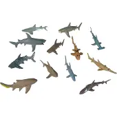 Wild republic Shark Legetj Naturrr Vanddyr Haj Festartikler Ocean Legetj Brnegaver Pdagogisk legetj 12-stykker 1,5" til 3"