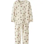 Lil´ Atelier Nattøj mørkebeige / pastelgrøn / vinrød / uldhvid
