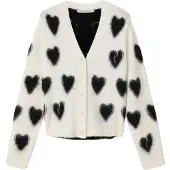 AllSaints Cardigan 'SCATTER HEART' sort / naturhvid