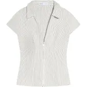Bershka Bluse mudderfarvet / naturhvid