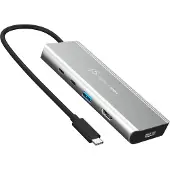 J5CREATE JCD401-N USB4 dobbelt 4K hub med flere porte, Ledningsført, USB 3.2 Gen 2 (3.1 Gen 2) Type-C, 85 W, Sølv, 10 Gbit/sek., 4K Ultra HD