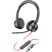 Poly Blackwire 8225 Stereo Microsoft Teams Certified USB-C Headset +USB-C/A Adapter (8X225AA)