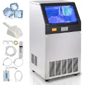 Vevor Professionel ismaskine, 45 kg/24 timer, ismaskine, 55 isterninger på 12-15 minutter, fritstående ismaskine med 16 kg opbevaringskapacitet, LED digitalt display, til bar, hjemmekontor, restaurant