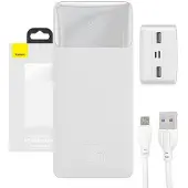 Baseus Bipow Digital Display 15W Power Bank 30000mAh - Hvid