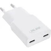 InLine USB-strømforsyningsoplader Dual USB-C, PD, PPS, 30W, hvid
