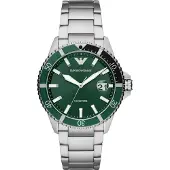 Giorgio Armani Herreur AR11338 World Explorer Grøn/Stål Ø42 mm