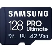 Samsung PRO Ultimate MB-MY128SA - Flashhukommelseskort (SD adapter inkluderet) - 128 GB - A2 / Video Class V30 / UHS-I U3 - microSDXC UHS-I - blå