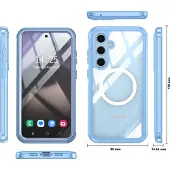 INF Samsung Galaxy S24 FE Cover, 9H Hærdet Glas Bagside Blue