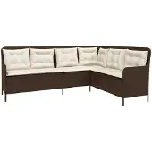 vidaXL hjørnehavesofa med hynder, brun, polyrattan