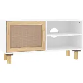 vidaXL tv-bord 80x30x40 cm massivt fyrretræ og naturlig rattan hvid