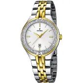Festina Dameur F16868-1 Dress Hvid/Gul guldtonet stål Ø33 mm