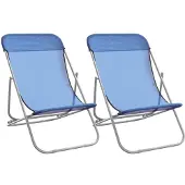 vidaXL foldbare strandstole 2 stk. textilene og pulverlakeret stål blå