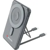 Verbatim Charge 'n' Go - Trådløs power bank - magnetisk, med stativ - 5000 mAh - 20 Watt - 2.4 A - PD 3.0, QC 3.0, Apple 2.4A, USB BC 1.2, AFC - 3 output-stikforbindelser (USB-C) - grå