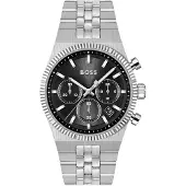 BOSS Candor black-dial chronograph watch with fluted bezel