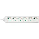Deltaco GT-0602 - Stikdåse - AC 250 V - 3680 Watt - input: power CEE 7/7 - output-stikforbindelser: 6 (6 x strøm CEE 7/3) - 5 m ledning - hvid
