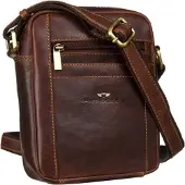 Peterson læderposttaske PTN TB-117-COM COGNA Cognac