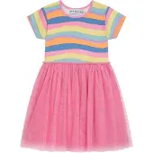 DANAMADE Kjole safir / pastelgul / lyseorange / lys pink