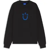 HUGO Sweatshirt i sweatstof af bomuld med Happy -logo