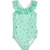 Playshoes Badedragt 'Surfbrett Palme' navy / mint / lyseorange / hvid
