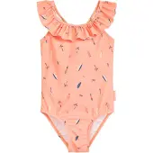 Playshoes Badedragt 'Surfbrett Palme' beige / mørkeblå / mørkeorange / pudder