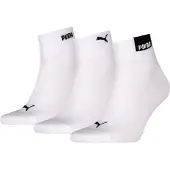Puma Unisex Quarter Socks (3-Pack), Clothing, White/Black, 39-42
