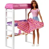 Mattel dukke- og m?bels?t loftseng med transformerende k?jesenge