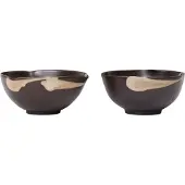 Ferm Living Koyo skål 2-pak Dark brown-buff, Ø11,5x6 cm