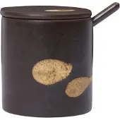 Ferm Living Koyo krukke med ske Dark brown-buff