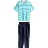 Next Pyjamas lang turkis / aqua / mørkeblå / hvid