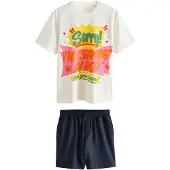 Next Pyjamas kort navy / gul / grøn / hvid