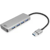 ACT AC6121 Grænsefladehub USB 3.2 Gen 1 (3.1 Gen 1) Type-A 5000 Mbit/s Aluminium (AC6121)