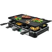 Camry Raclette – elektrisk bordgrill med dobbelt grillplade / raclettegrill med 8 pander / bordgrill med raclettefunktion