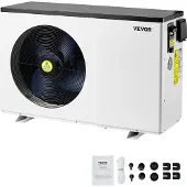 Vevor elektrisk poolvarmepumpe, 3,22-15,25 kW varmekapacitet, energibesparende variabel frekvens poolvarmere til 30-60 m³ overjordiske pools, opvarmning og køling af poolvandvarmer AC220-240V 50Hz