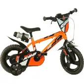 Kubisport Børnecykel 12 tommer med støttehjul, orange, Dino Bikes