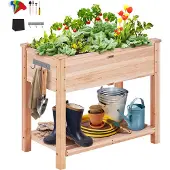Vevor Højbed, 89 x 43 x 76 cm træplantekasse, hævede udendørs plantekasser med ben, til dyrkning af blomster/grøntsager/urter i baghave/have/terrasse/altan, Burlywood