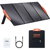 Vevor Bærbart Monokrystallinsk Solpanel, 120W Sammenfoldelig Monokrystallinsk ETFE Solaroplader, 23% Effektivitets Solpanel med Type C, DC 18V, QC3.0 USB-port, IP67 Vandtæt til Hjemmet, Off Grid, Vand