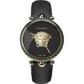 Versace Kvartsur til kvinder - - Palazzo VECO01922 - Sort - Læder - Chic