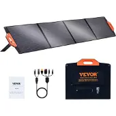 Vevor Bærbart Monokrystallinsk Solpanel, 200W Sammenfoldelig Monokrystallinsk ETFE Solaroplader, 23% Effektivitets Solpanel med MC4 Udgang, IP67 Vandtæt til Kraftværker, Camping, Vandring, Off-Grid