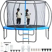 Vevor 10FT Trampolin, 330 lbs Trampolin med indhegningsnet, stige og buet stang, Kraftig trampolin med hoppemåtte og fjederbetræk, Udendørs rekreative trampoliner til børn og voksne