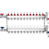 Vevor 12-grenet strålevarmemanifold, 1/2" PEX-slangemanifold, PEX-manifold i rustfrit stål til vandbaseret gulvvarme, strålevarme PEX-manifoldsæt med 1/2" adaptere inkluderet
