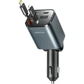 JOYROOM biloplader JR-CCL05 30W 4-i-1 med 2 indbyggede kabelruller mørkegrå