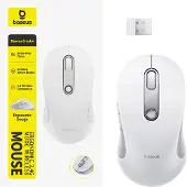 Baseus F02 Ergonomisk trådløs mus, USB 2,4 GHz – hvid