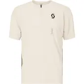 SCOTT - MTB tøj - Vertic Zip SS Tee M Cotton White Toast Beige til Unisex - Størrelse S - Hvid