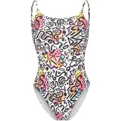 Arena Badedragt 'Water Prints' gul / pink / sort / hvid