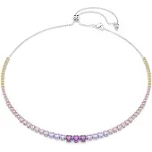 Swarovski Kæde gul / lilla / lyserød / sølv