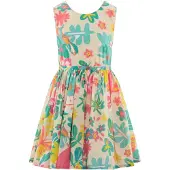 Happy girls Kjole beige / gul / smaragd / pitaya