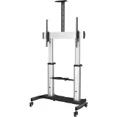 StarTech.com Startech Mobile TV Stand, Heavy Duty TV Cart for 60-100 Display (100kg/220lb), Height Adjustable Rolling Flat Screen Floor Standing on Wheels, Unive