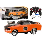 Leantoys RC-bil 1:18 Drift 360, fjernstyret, lys og lyde, orange