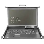 Digitus - KVM-konsol med KVM switch - 8 porte - Tysk - 17 - rackversion - 1920 x 1080 Full HD (1080p) @ 60 Hz - 1000:1 - RAL 9005, sort