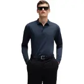 BOSS Poloshirt med lange ærmer i interlock-bomuld med logo